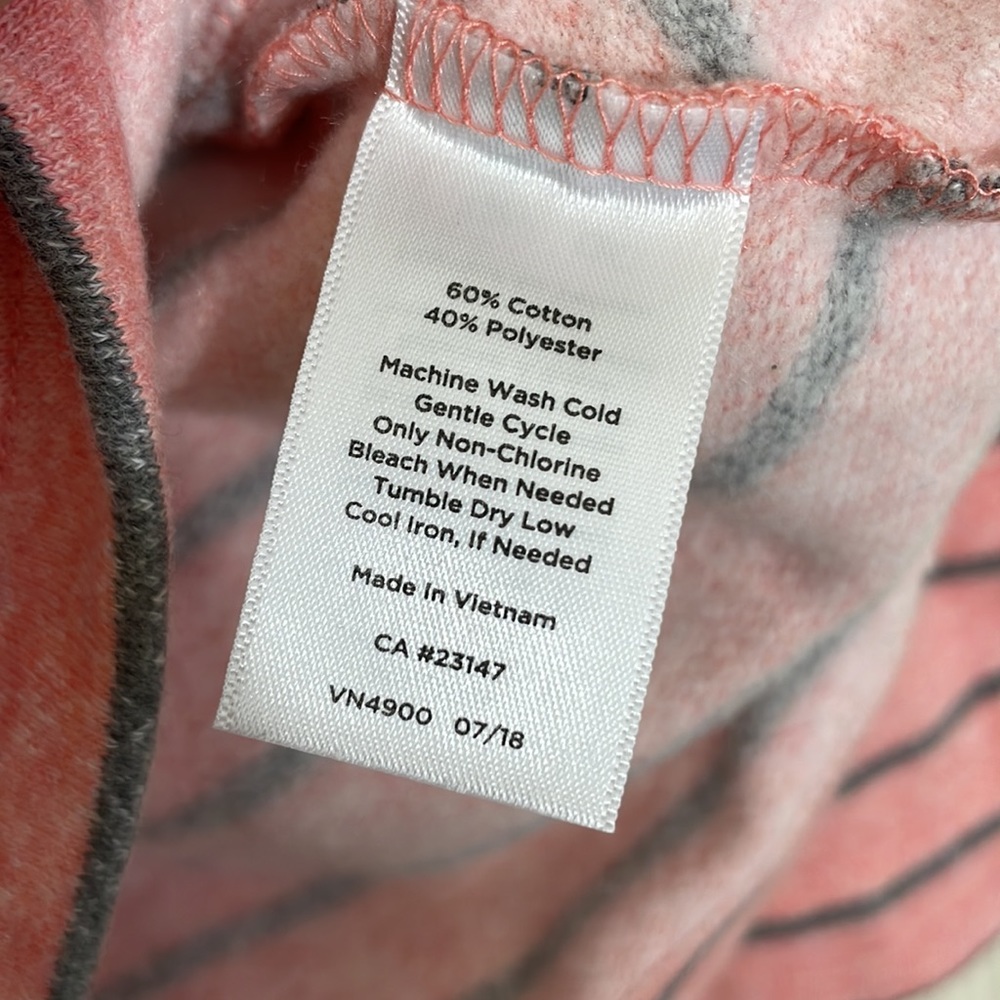Talbots Pink & Gray Stripes Long Sleeve Zipper Top Size P - Picture 6 of 8